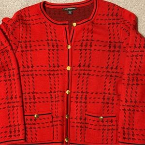 Designers Originals Red/Black Plaid Sweater size XL